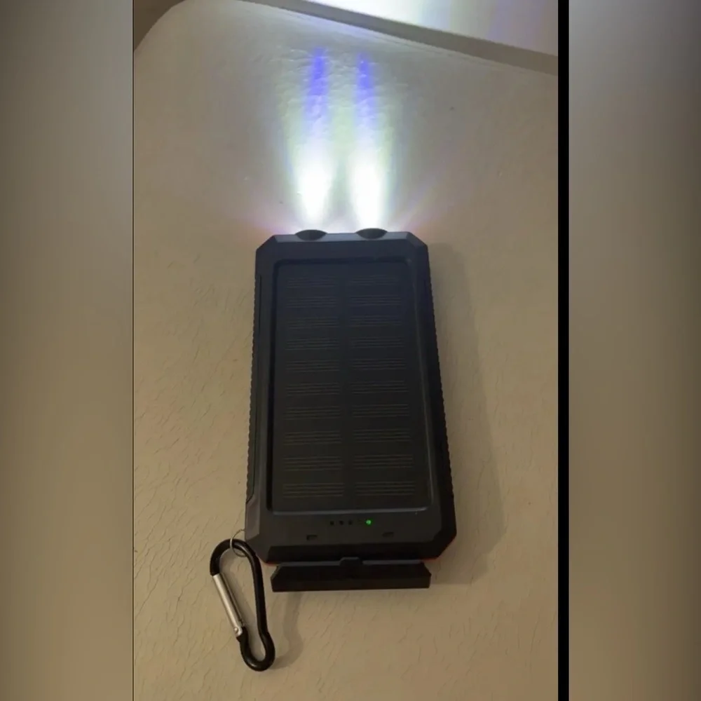 Solar Power Bank 32800 mAh with Flashlight, Dual USB, Waterproof – Black NWT
